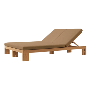 Solid Teak Wood Double Sun Lounger Adjustable Outdoor Chaise Lounge Patio Pool Daybed Folding <b>Recliner</b> Minimalist Furniture - Product Image 1