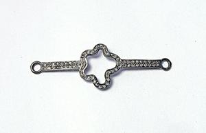 Connecteur Pavé de Diamants Plaqué Argent 925, Taille 48x15MM, Pierres Précieuses Red Mountain CON030, Boîte pour Fabrication de Bracelets - Product Image 1