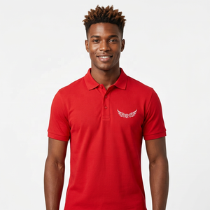 <b>Red</b> Men's Cotton for Shirt Short Sleeve Digital Printed Logo Formal Breathable Knitted <b>Fabric</b> Solid Regular Fit - Product Image 6