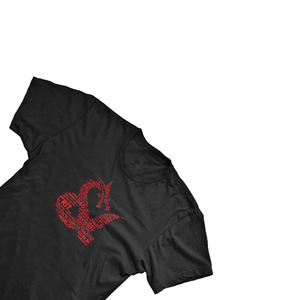 T-shirt en tricot noir à manches courtes pour homme avec imprimé graphique D20 rouge, col rond, coupe oversize, décontracté, 100 % coton - Product Image 5