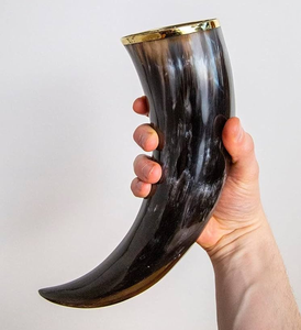 Corne de buffle naturelle de forme naturelle, artisanat viking avec support, style poli, directement d'Inde, corne à boire - Product Image 1