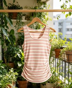 Débardeur de grossesse extensible en gros avec fronces latérales, rose, pour la maternité - Product Image 1