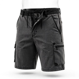 Pantalones Cortos Cargo de Mezclilla para Hombre con Logotipo Personalizado, Tallas Grandes, Cintura Media, Cierre de Botones, Color Sólido, Estilo Workwear, Largo Bermuda - Product Image 4