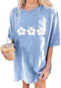 T-shirt 100% Coton Vintage Délavé pour Femme, Coupe Oversize, Col Rond, Épaules Tombantes, Style Streetwear, Effet Délavé à l'Acide, Personnalisé, Anti-plis - Product Image 2