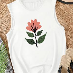 Chaleco informal para mujer con estampado de flores estilizadas con hojas - Product Image 1