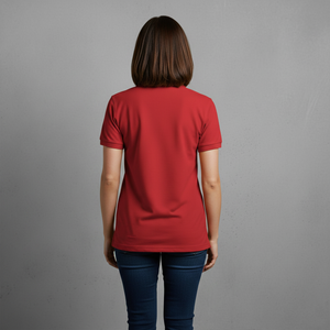 Top Ten - Camiseta Polo Roja de Manga Corta para Mujer con Logotipo Bordado en la Parte Delantera, Color Sólido, Estilo Casual, Tejido Piqué Transpirable - Product Image 2
