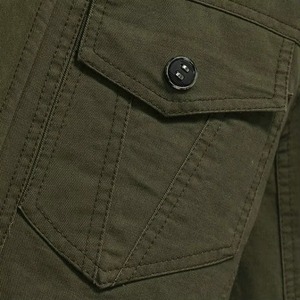 Olive Drab Stand Collar Utility Bomber Jacket Men Premium Cotton Twill Zip Front OEM Casual Outerwear - Product Image 4