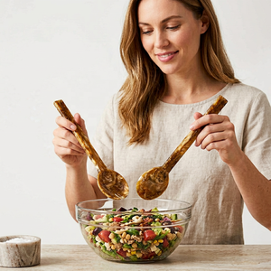 Handmade Collection Resin Salad Servers Set Marble Texture Dishwasher Safe <b>Microwave</b> Safe Eco-Friendly Customized Salad Tools - Product Image 1