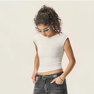 Women's Regular Fit Polyester/Cotton Knitted Casual Eco-Friendly Breathable Quick Dry <b>Y2K</b> Streetwear T-<b>Shirt</b> Soft Elastic Full - Product Image 1