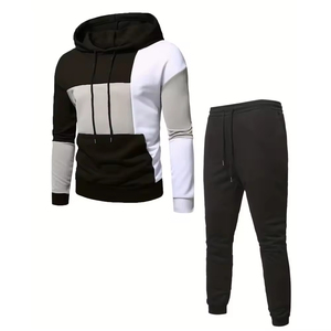 Ensemble de survêtement pour homme avec logo brodé personnalisé, veste à capuche et pantalon, coupe ample, style jogging - Product Image 1