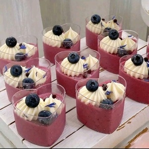 Tapa de plástico con forma de corazón para vasos de postre de 30 ml, mini pudín, mousse, gelatina, estilo vintage, con tapa abatible, apta para congelador, desechable, ideal para bebidas frías - Product Image 2