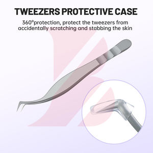 Pince à épiler pour cils à pointe en fibre, haute précision, en acier inoxydable argenté, pour volume, meilleur prix, fournitures en gros pour extensions de cils - Product Image 4