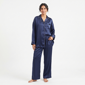 Ensemble de Nuit en Satin Modal pour Femme, Coupe Ample, Manches Longues, Tenue de Détente Assortie, Pyjama pour Dames - Product Image 1