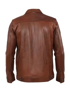 Chaqueta de Cuero Brillante y Elegante para Hombre en Color Marrón - Product Image 2