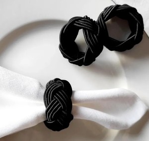Anillos para Servilletas con Nudo Negro, Cuerda de Algodón, Decoración para Mesa de Boda - Product Image 2