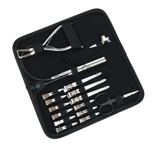 Salon <b>Hair</b> <b>Extension</b> <b>Tool</b> Set with Flat Crimping Plier <b>Hair</b> Dividing Finger Mini Scissors Duckbill Clips & Pressing Pliers - Product Image 6