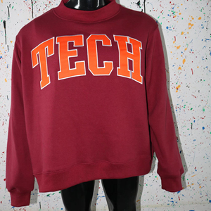 TECH BROWN <b>Mock</b> <b>Neck</b> Sweatshirt 100% ORANGE Applique Embroidery wide <b>neck</b> Sweatshirt Finer Threads - Product Image 1