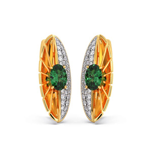 Pendientes llamativos con diseño de alas de esmeralda verde dorado - Product Image 1