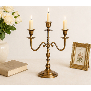Candélabre en métal à 3 bras pour centres de table de mariage, doré, vintage, porte-bougie à 3 têtes, vente en gros, décoration de table pour événements - Product Image 4