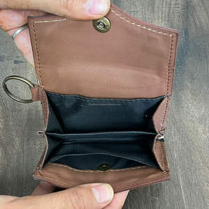 New Fashion Hand Tooled Checkered Leather Small <b>Wallets</b> Trendy Luxury Designer Style Hanging with Keychain Mini <b>Card</b> Coin Holder - Product Image 6