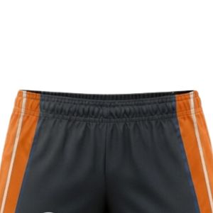 Shorts de netball unisexe noir et orange sublimés en polyester, vêtements de sport légers pour l'entraînement et les matchs - Product Image 3