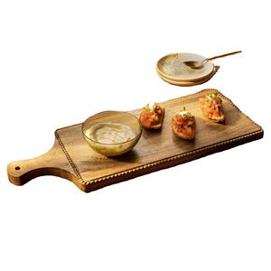 Mango Wood Serving Tray with Bowl Charcuterie Boards for Party Food Dish Rectangle Acacia Wood Trays Home Decor Cheese Board - Product Image 1