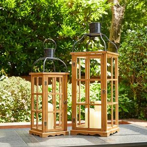 Rustic Wooden Decorative <b>Lantern</b> <b>Set</b> Farmhouse Candle Holder <b>Lanterns</b> for Home Wedding Event Decor - Product Image 6
