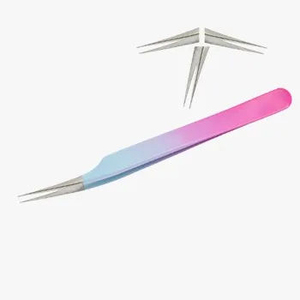 Juego de Pinzas para Pestañas de Acero Inoxidable de Precisión, Mango Degradado Rosa y Azul, Punta Suave, Antimagnéticas, Kaamir KI-LT-2752 para Pestañas - Product Image 5