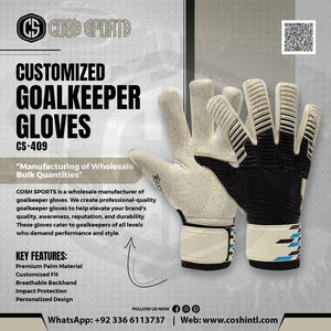 Gant de gardien de but personnalisé noir et blanc avec texture côtelée et paume en latex moucheté pour une performance de football d'élite - Product Image 6