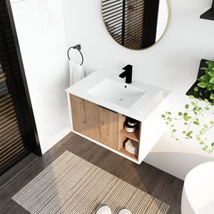 Mobile bagno sospeso da 30 pollici con lavabo in ceramica e anta con chiusura ammortizzata - Product Image 6