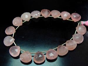 Perles en quartz rose facettées en forme de cœur et de goutte d'eau, 14x14 mm, rose, trou de 0,50 mm, pour la fabrication de bijoux, boucles d'oreilles, vente en gros - Product Image 4