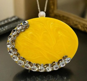 Luxury Yellow Amber Resin Storage <b>Bag</b> Evening <b>Clutch</b> <b>Bag</b> Metal Top Handle Crystal Triangle Inlay Marble Bridal Party Handbag - Product Image 4