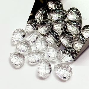 <b>Natural</b> <b>Crystal</b> Quartz Hand Carved Leaf Beads for Jewelry Making Supplies 14x10mm Clear Quartz Loose Gemstones Leaf Charms Bulk - Product Image 2