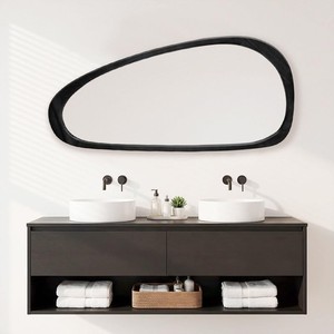 Sheesham Wood Walnut Mirror Industrial Geometric <b>Frame</b> Wholesale Moradabad - Product Image 3