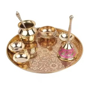 Premium Brass Pooja Thali Traditional Design Elegant Style <b>Mandir</b> Pooja Plate Home Temple Decor Category - Product Image 1