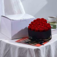 HFlora Roses Conservées Personnalisées dans une Boîte en Forme de Cœur 27 Roses Conservées Fait Main Cadeau Rose Éternelle Boîte Cadeau en Forme de Cœur
