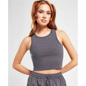 Customized New Style Ribbed Sleeveless Crop Tank <b>Top</b> for Women Summer Wear Cotton Knit Mint Green Colour Slim Fit Women Vest - Product Image 1