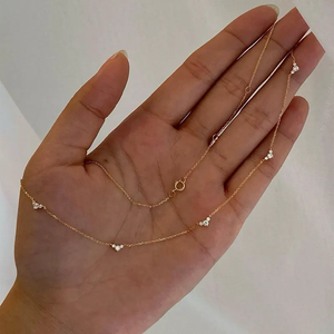 Collier délicat en or avec diamant de laboratoire pour femme, chaîne flottante minimaliste, plaqué or, bijou délicat, cadeau - Product Image 3