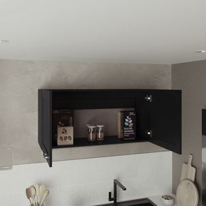 Zurich Double Door Wide Wall Cabinet Black One Shelf <b>Kitchen</b> <b>Storage</b> Utility Rack - Product Image 2