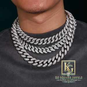 Collar de cadena tipo Curb con incrustaciones de moissanita para hombre, chapado en rodio, joyería hip hop, plata de ley 925 - Product Image 2