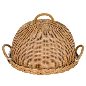 Cúpula protectora de comida de ratán hecha a mano, tejida, con asa, para cocina, comedor, antimosquitos. - Product Image 5