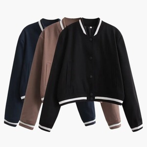 Manteau décontracté pour femmes, couleur unie, bordure contrastée, fermeture à boutons, col rond, manches longues - Product Image 2