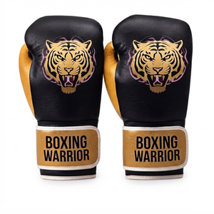 Guantes de Boxeo Yamu para Niños, Profesionales, Amarillos y Negros, para Entrenamiento y Sparring, 8oz, Cuero Genuino, Cierre de Velcro, Dedos Completos - Product Image 1