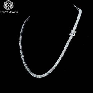 Charm_Jewells Moissanite <b>Necklace</b> 925 Silver Rhodium Plated Baguette Cut Channel Setting Luxury Unisex <b>Chain</b> - Product Image 2