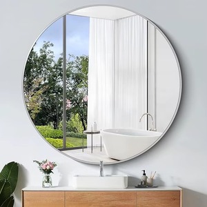Miroir circulaire moderne surdimensionné, grand, avec cadre en métal, mural, fait main, contemporain, pour hôtel, salle de bain, salon, chambre REHMAN - Product Image 5