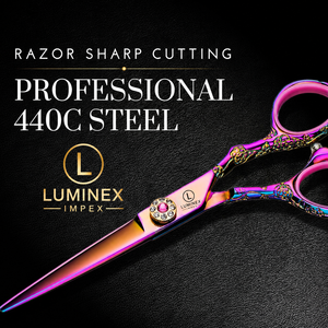 NYBL-55 5.5inch Straight <b>Left</b>-<b>handed</b> <b>Scissors</b> JAPAN 440C Sharp 58-59HRC Hardness Stainless Steel Handle Barber Shears Hair 28 - Product Image 3