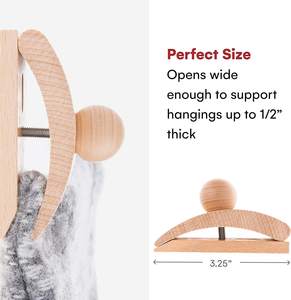 Elegantes Colgadores de Madera para Colchas con Pinzas Grandes y Tornillos, Soporte de Pared para Exhibir Colchas, Tapices, Alfombras y Arte Textil - Product Image 3