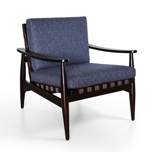 Fauteuil Sina en bois de mahogany massif, style moderne pour salon, avec sangles et coussins, utilisation hôtelière, aucun assemblage requis - Product Image 2