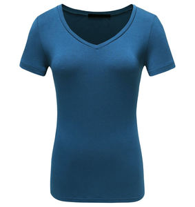 Camiseta de Mujer de Algodón/Fibra de Bambú, Jersey, Color Sólido, Corte Regular, Suave, Informal, Manga Corta, con Logo, Lisa, para Verano - Product Image 1