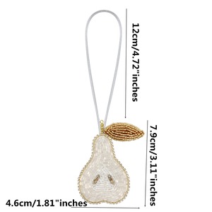 Llavero de abalorios de frutas ecológico clásico hecho a mano, creativo, con diseño de granada, plátano y pera, accesorio para colgar en el bolso. - Product Image 5